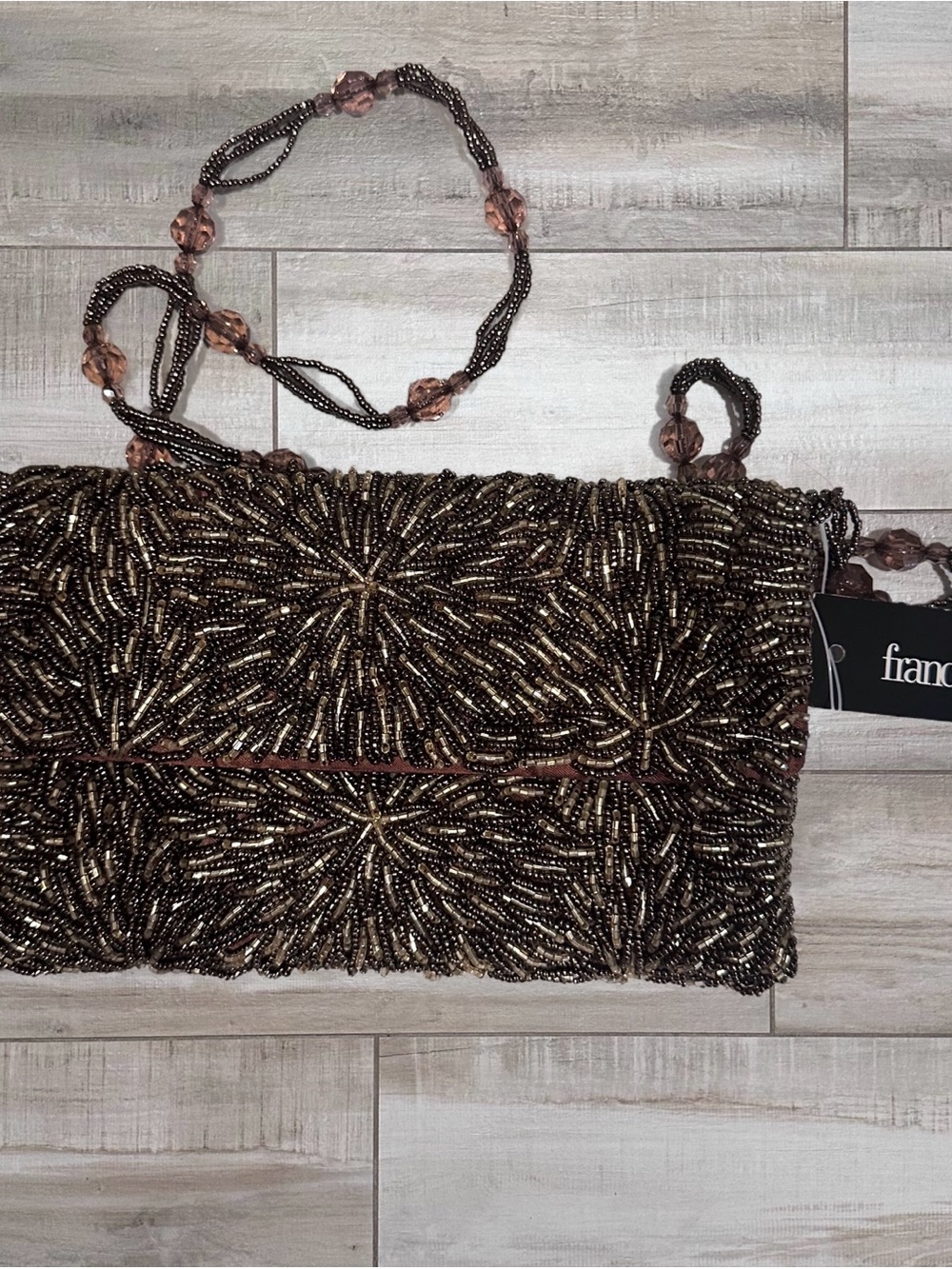 Franci’s Collections Bronze Beaded Starburst Clutch